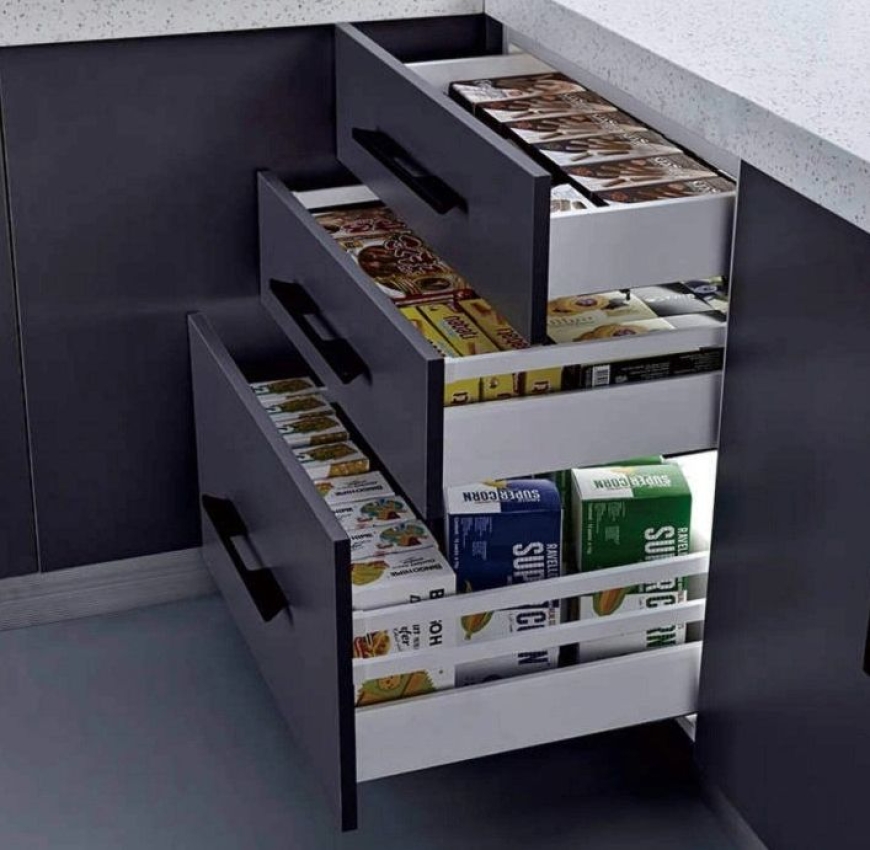 E14A-W Kitchen Iron Cabinet Soft Closing Drawer - Tandem box H=145mm (Runners-450mm)
