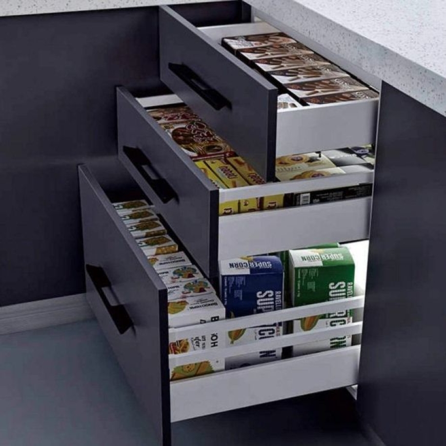 E15A-W Kitchen Iron Cabinet Soft Closing Drawer - Tandem box H=185mm (Runners-450mm)